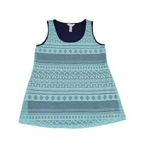 Ma Cherie Maternity Women's Size Small Blue Layered Eyelet Lace Sleeveless Tank